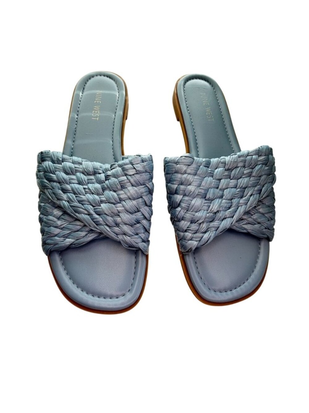Slides Nine West Women's Dusty Blue Woven Slide Sandals Size 9.5M - Picture 2 of 6